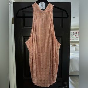 NWT Anthropologie | Blush with metallic gold detail halter style top | xl